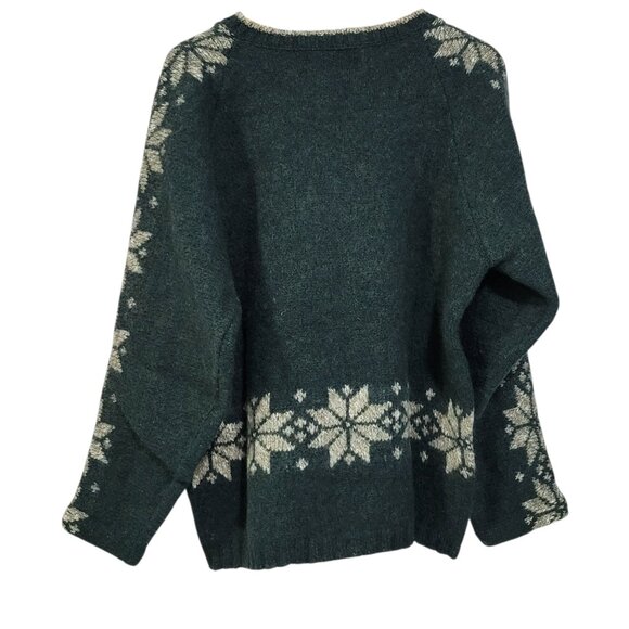 NEO Northeast Outfitters Sweater Mens Medium Wool Green Snowflakes Vintage - Picture 2 of 9